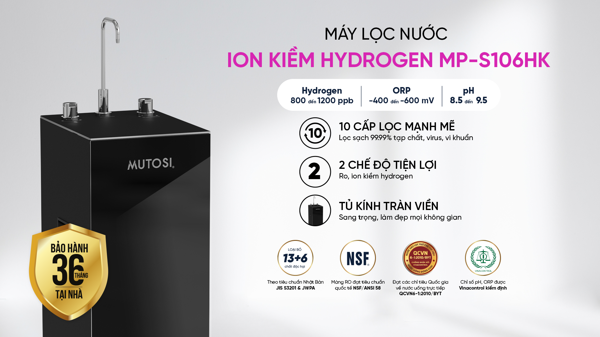 Đặc điểm của máy lọc nước ion kiềm Hydrogen MP-S106HK